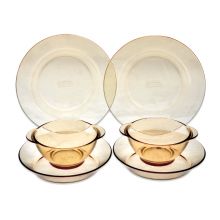PYREX 康宁 美国进口百丽餐具套装 碗碟双人耐热玻璃进口6件套